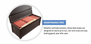 Brown, Wicker-Look, Lockable PorchBoxDrop Storage for Yard, Deck, Garage or Porch (Can Contain Freezer/Refrig)